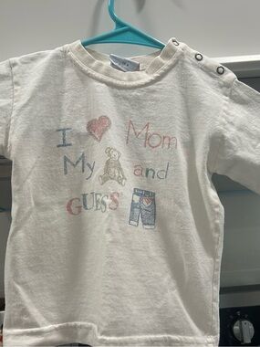 GAP White Graphic Tee with Pastel Heart & Teddy Design